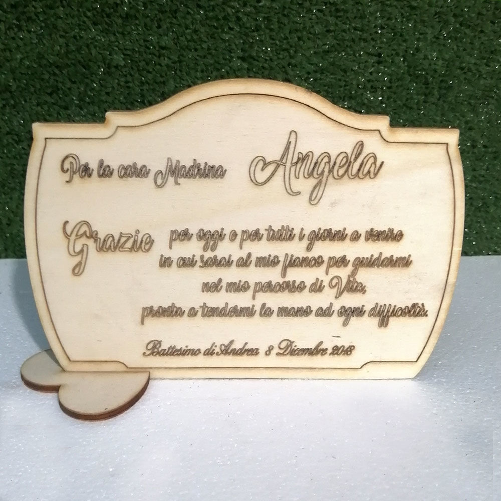 Targa in Legno con dedica personalizzata