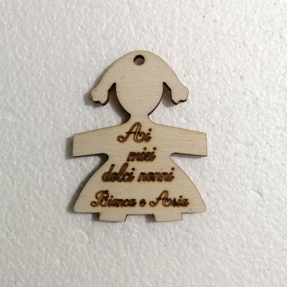 Portachiavi in Legno personalizzato "Auguri Nonni"