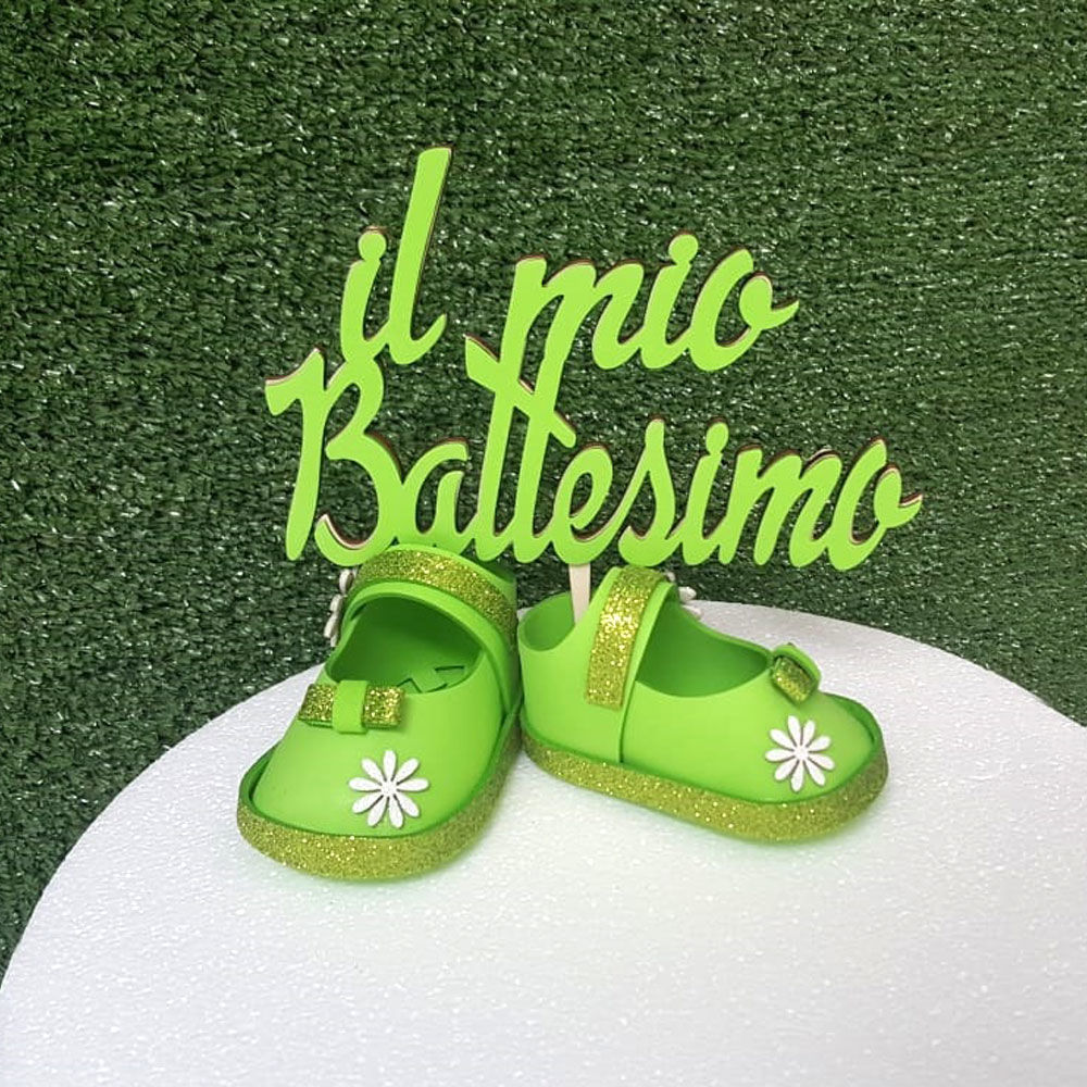 Cake Topper "Il mio Battesimo" con scarpine colorate