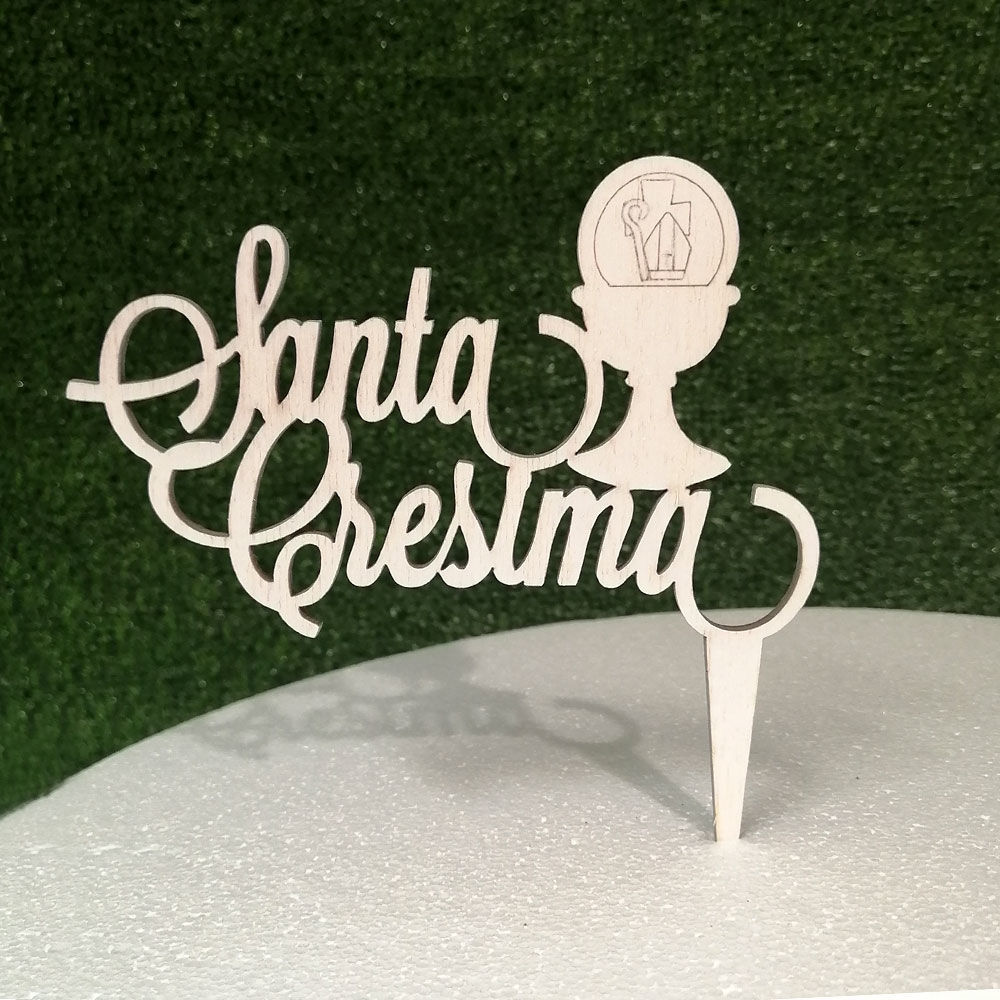 Cake Topper in Legno "Santa Cresima"