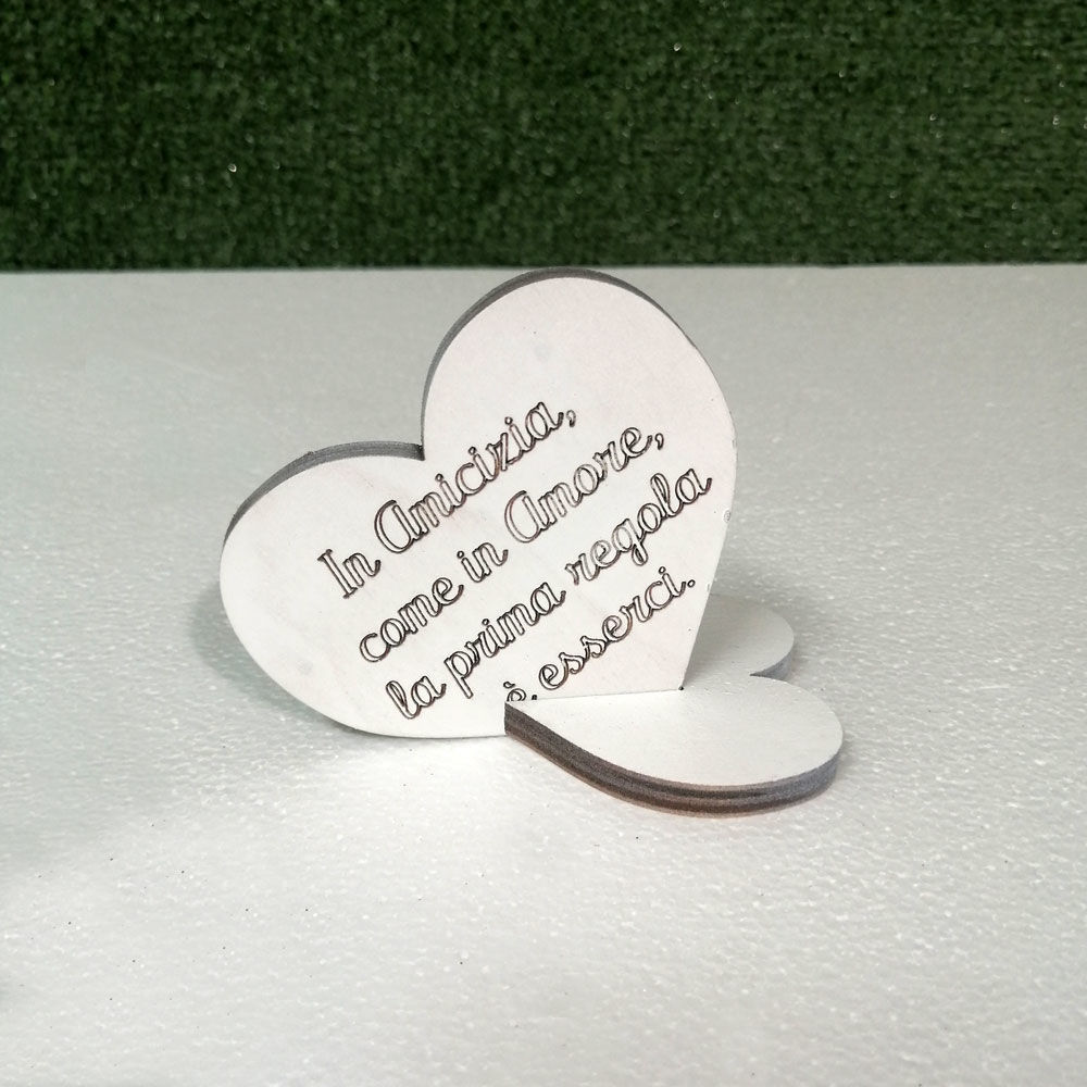Cuore in Legno con Dedica per l'amicizia
