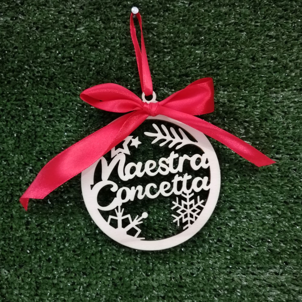 Pallina Natalizia in Legno per la Maestra