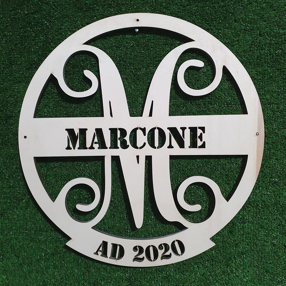 Monogramma in Legno a forma di Cerchio