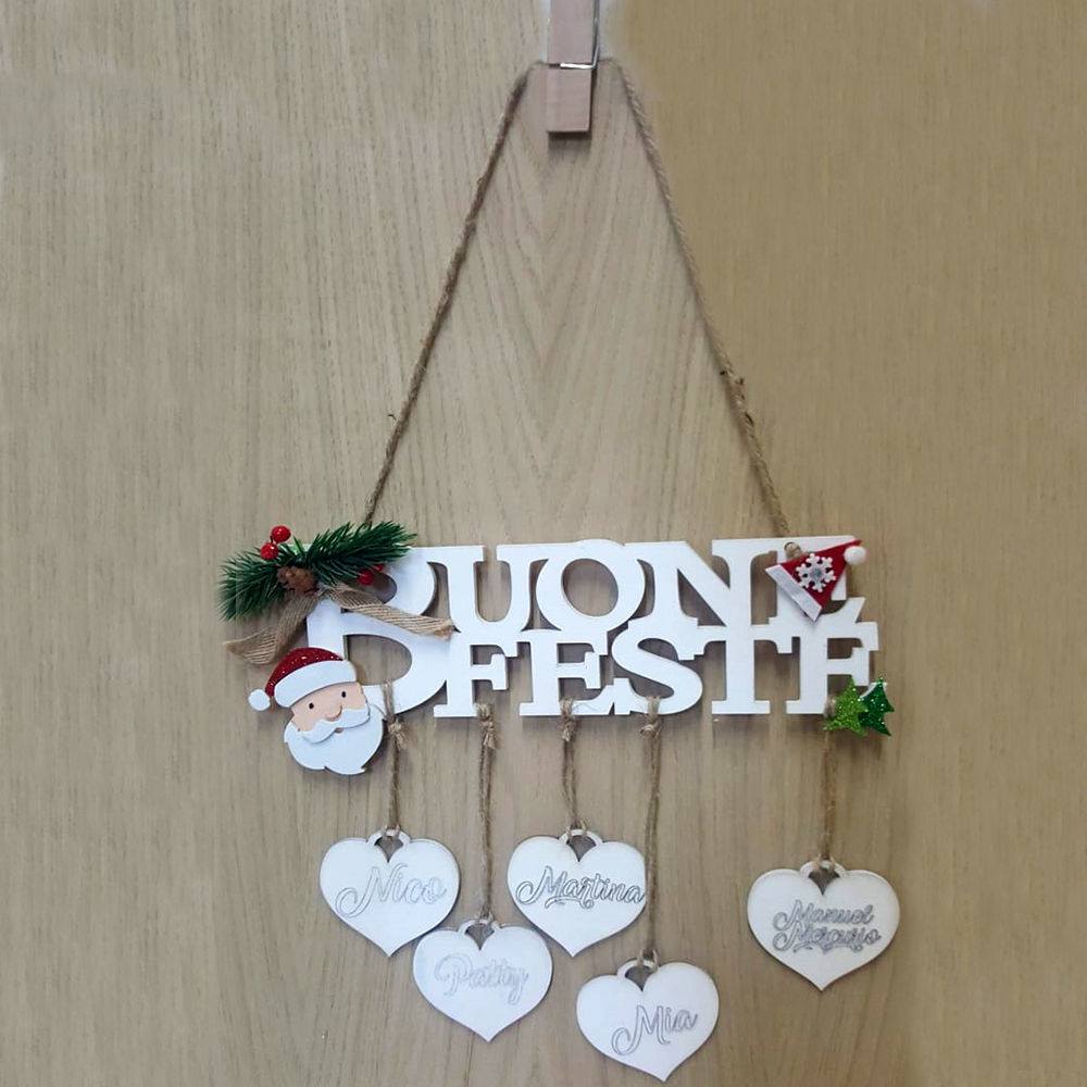 Scritta in Legno per Parete "Buone Feste"