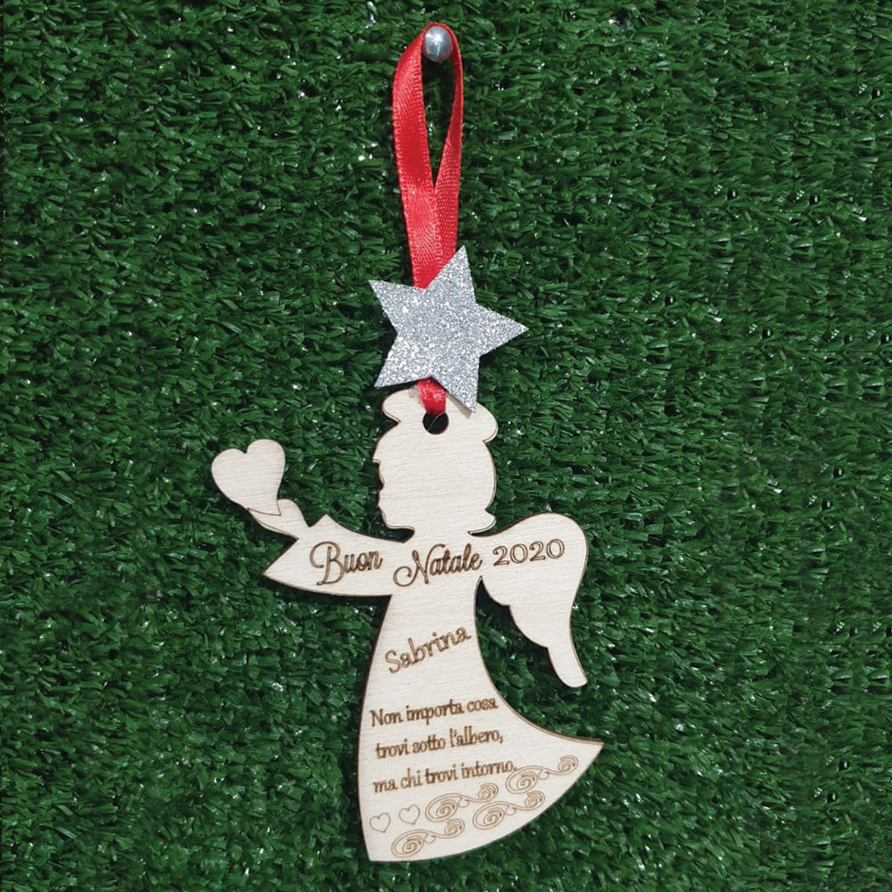 Angelo Natalizio in Legno per Albero di Natale
