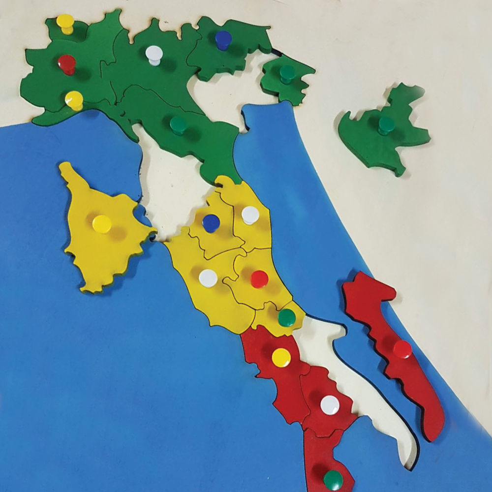 Mappa delle Regioni italiane in Legno