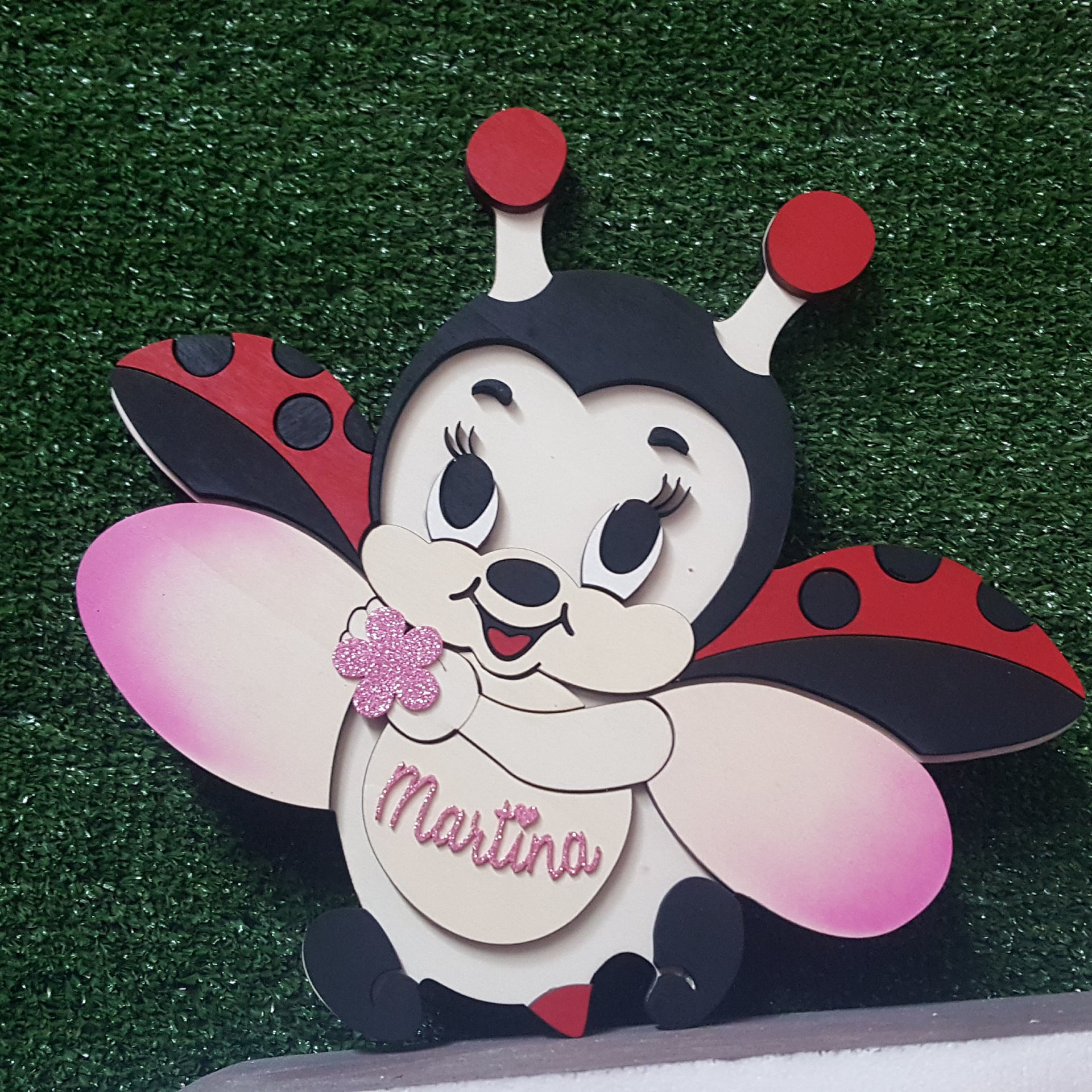 Dietro Porta in Legno a forma di Coccinella