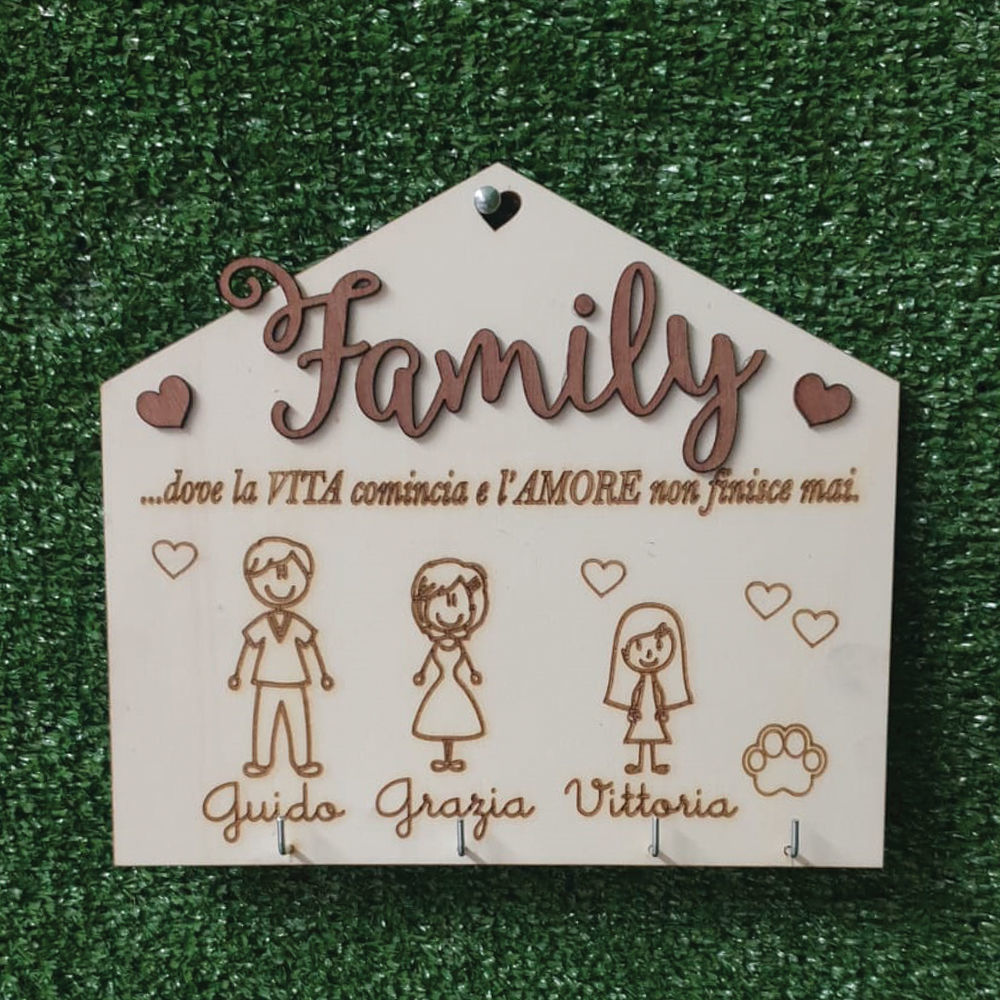Dietro Porta in Legno Con Appendichiavi