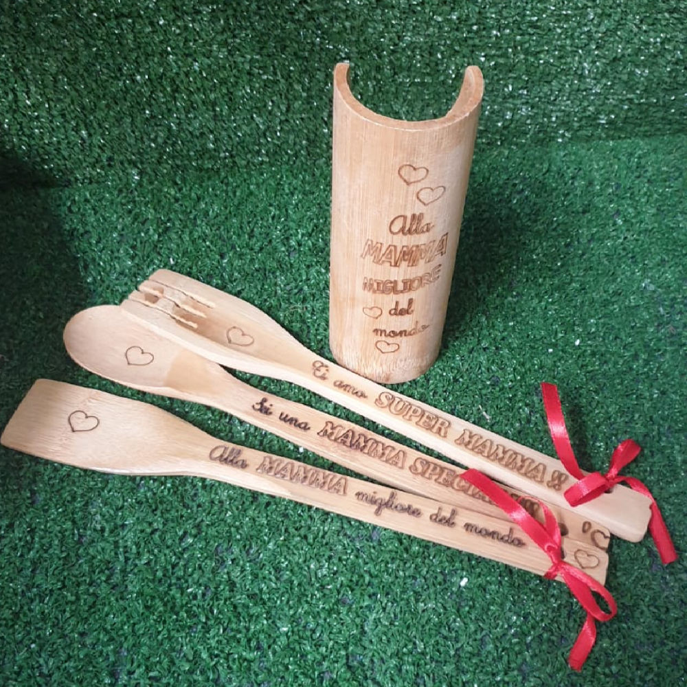 Set Mestoli e Porta Mestoli in Legno