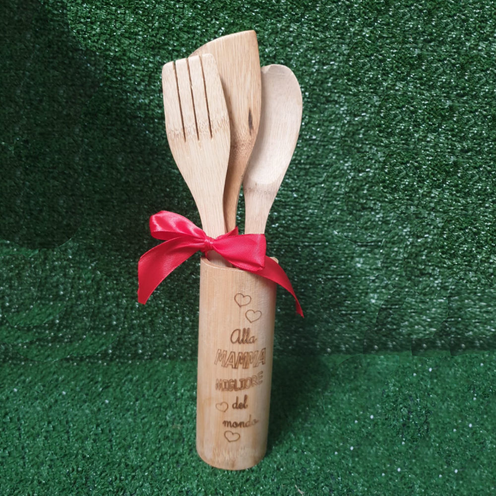 Set Mestoli e Porta Mestoli in Legno