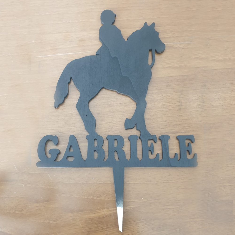 Cake Topper in Legno colorato a tema equitazione