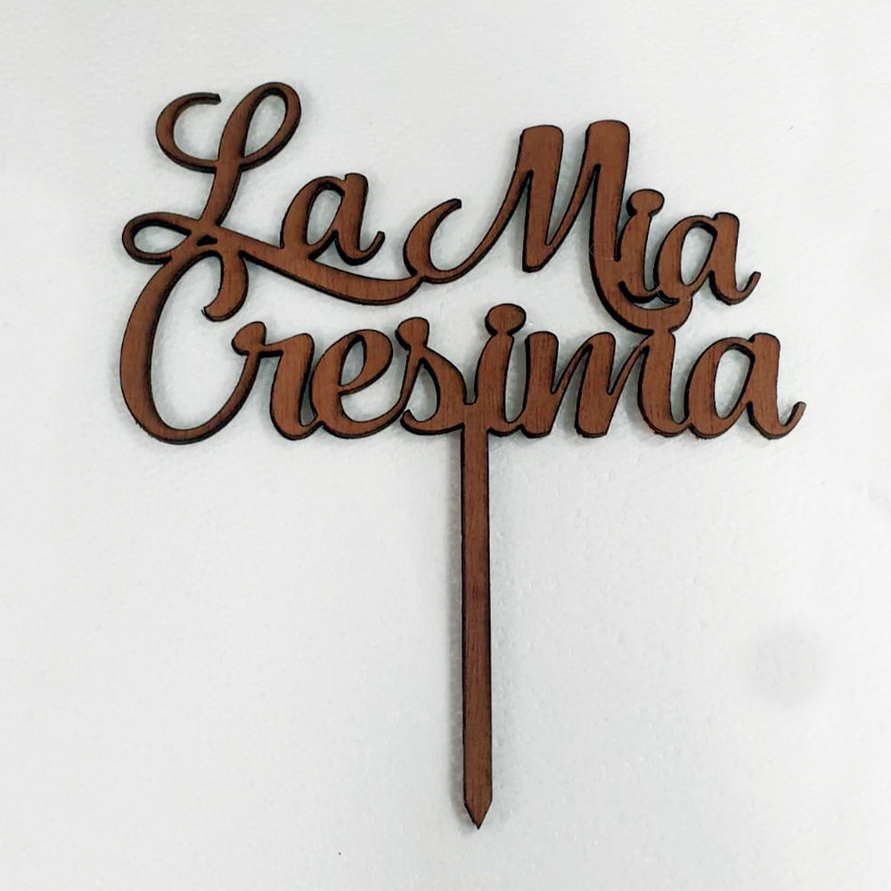 Cake Topper in Legno Scuro La Mia Cresima