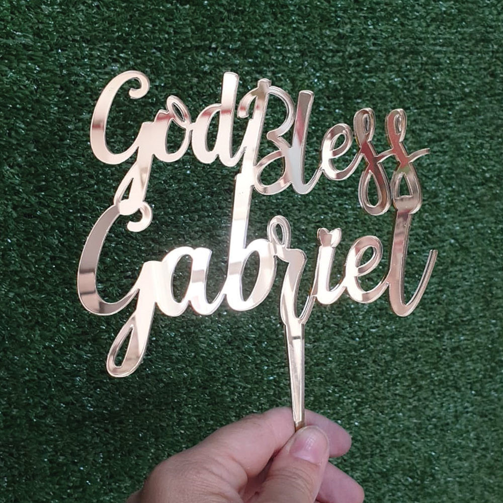 Cake Topper in Plexiglass "Godbless"