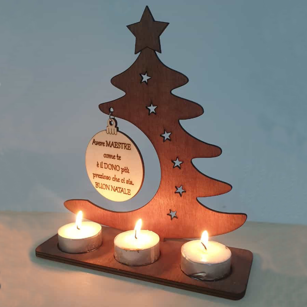 Portacandele in Legno con Incisione Personalizzata