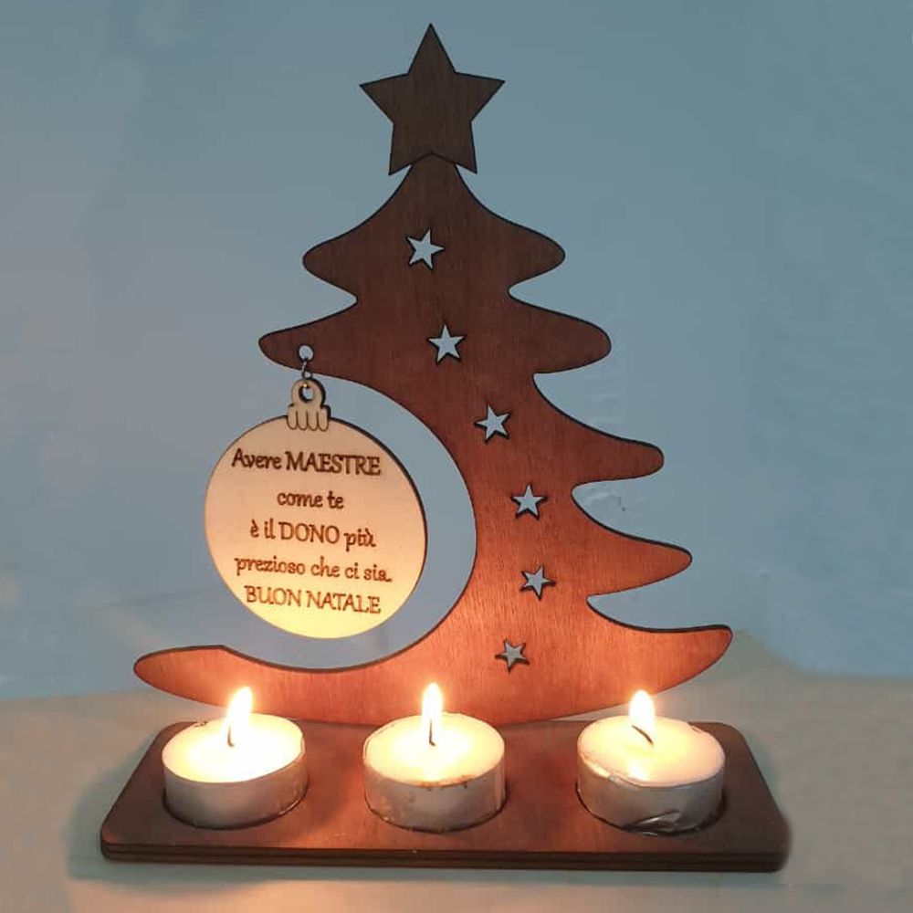 Portacandele in Legno con Incisione Personalizzata
