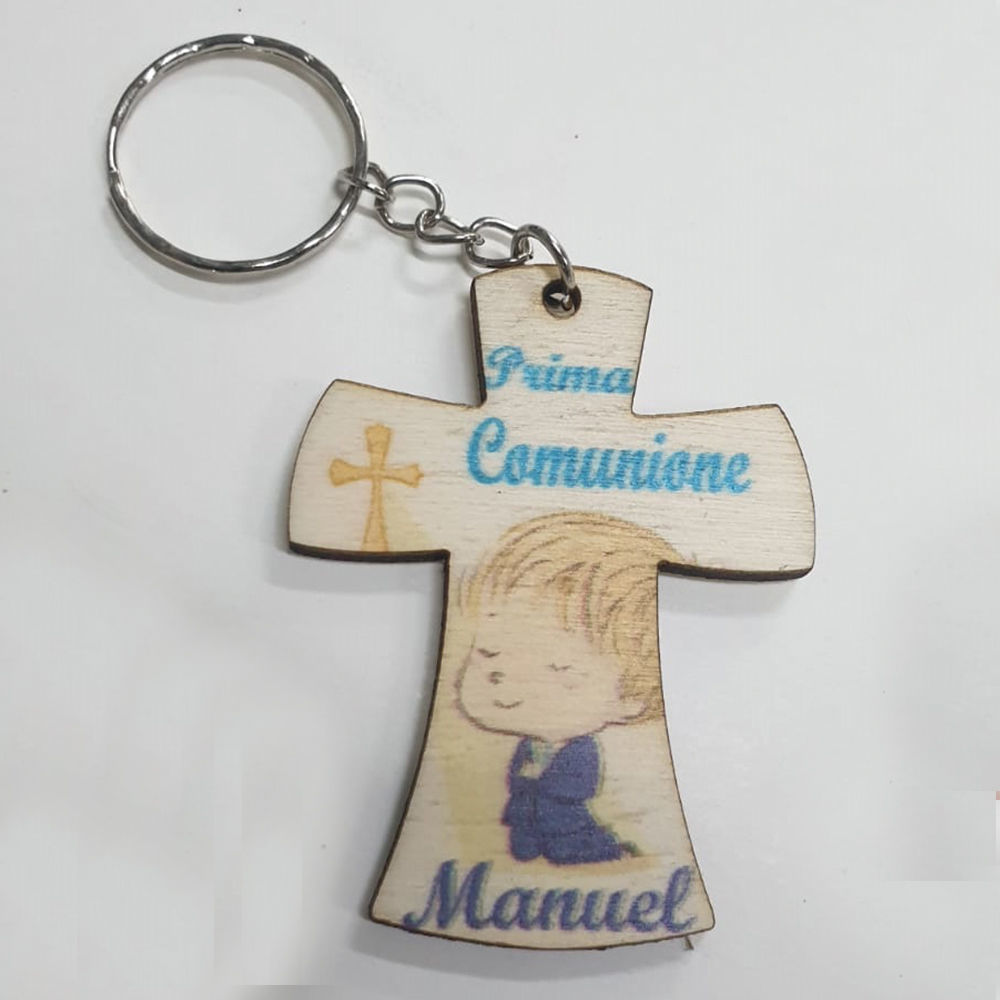 Portachiavi in Legno personalizzato Prima Comunione