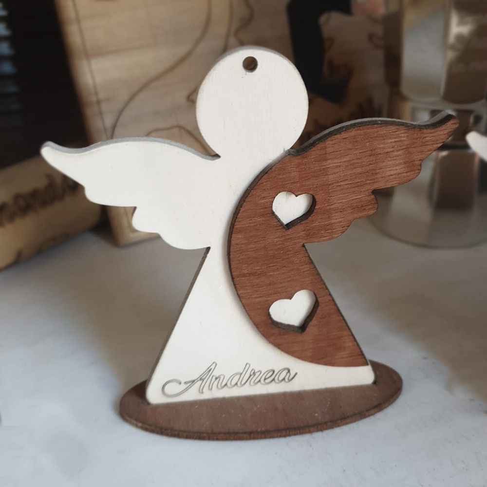 Segnaposto Angelo in legno per Prima Comunione