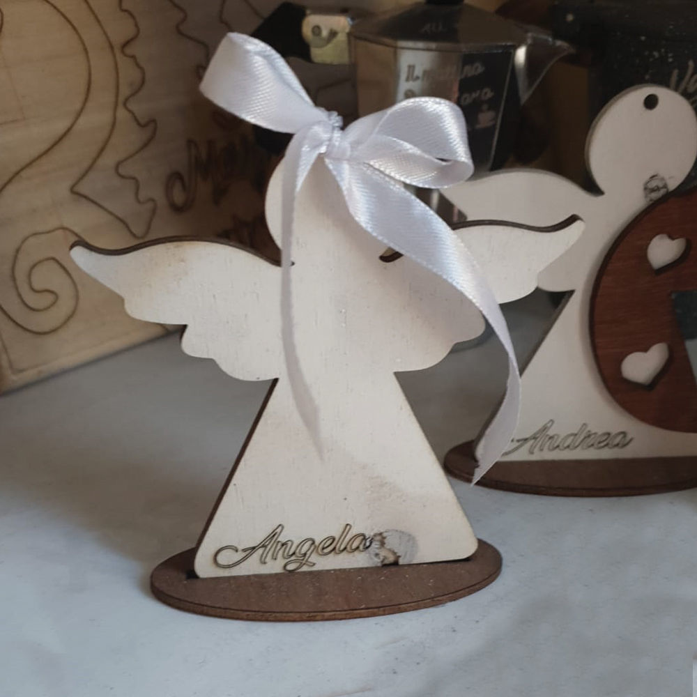 Segnaposto Angelo in Legno per Prima Comunione