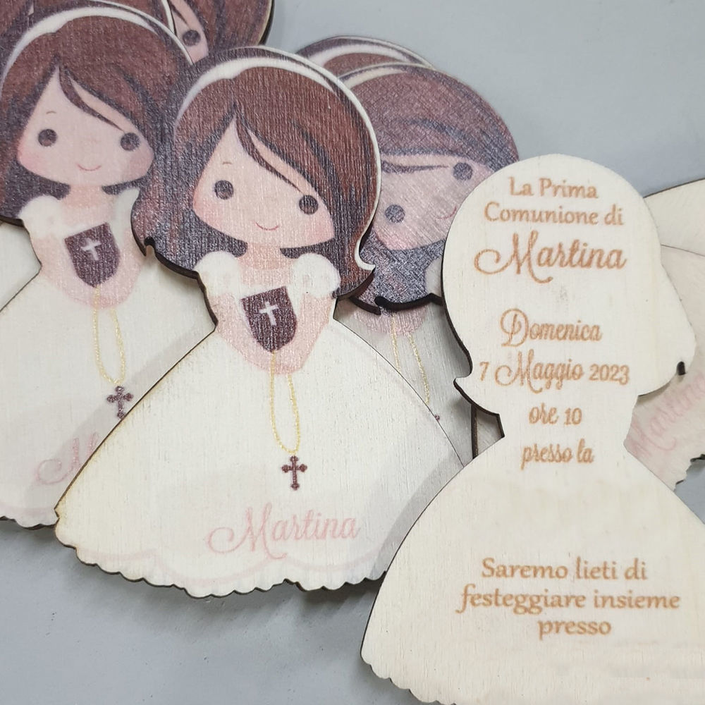 Invito Prima Comunione in Legno personalizzato