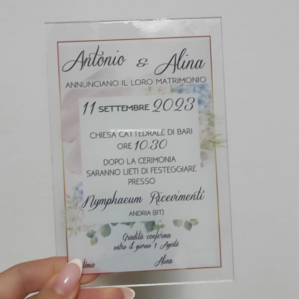 Inviti in Plexiglass Personalizzati
