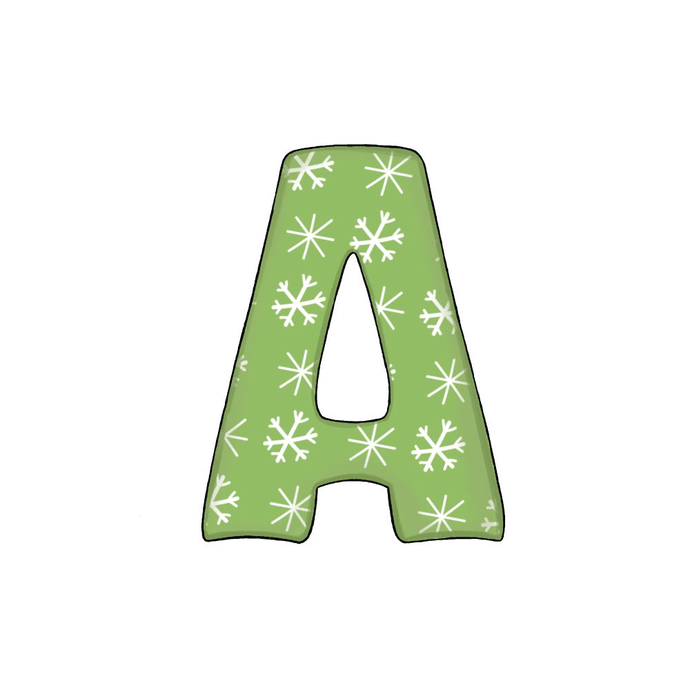 Lettera A Effetto Green Snowflake