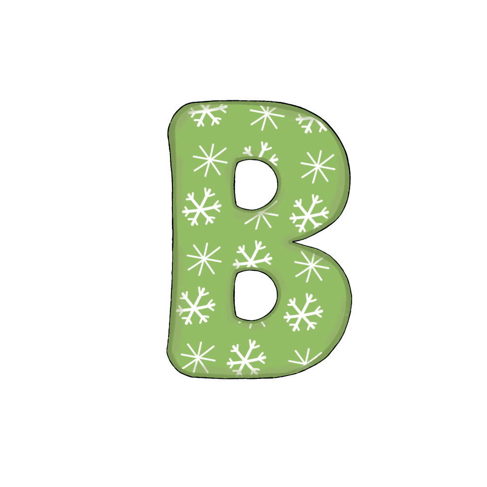 Lettera B Effetto Green Snowflake