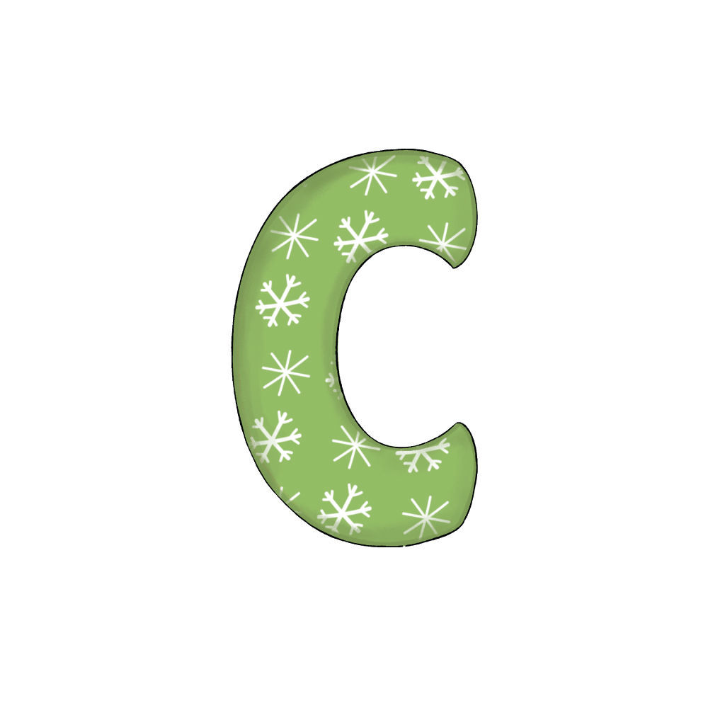 Lettera C Effetto Green Snowflake