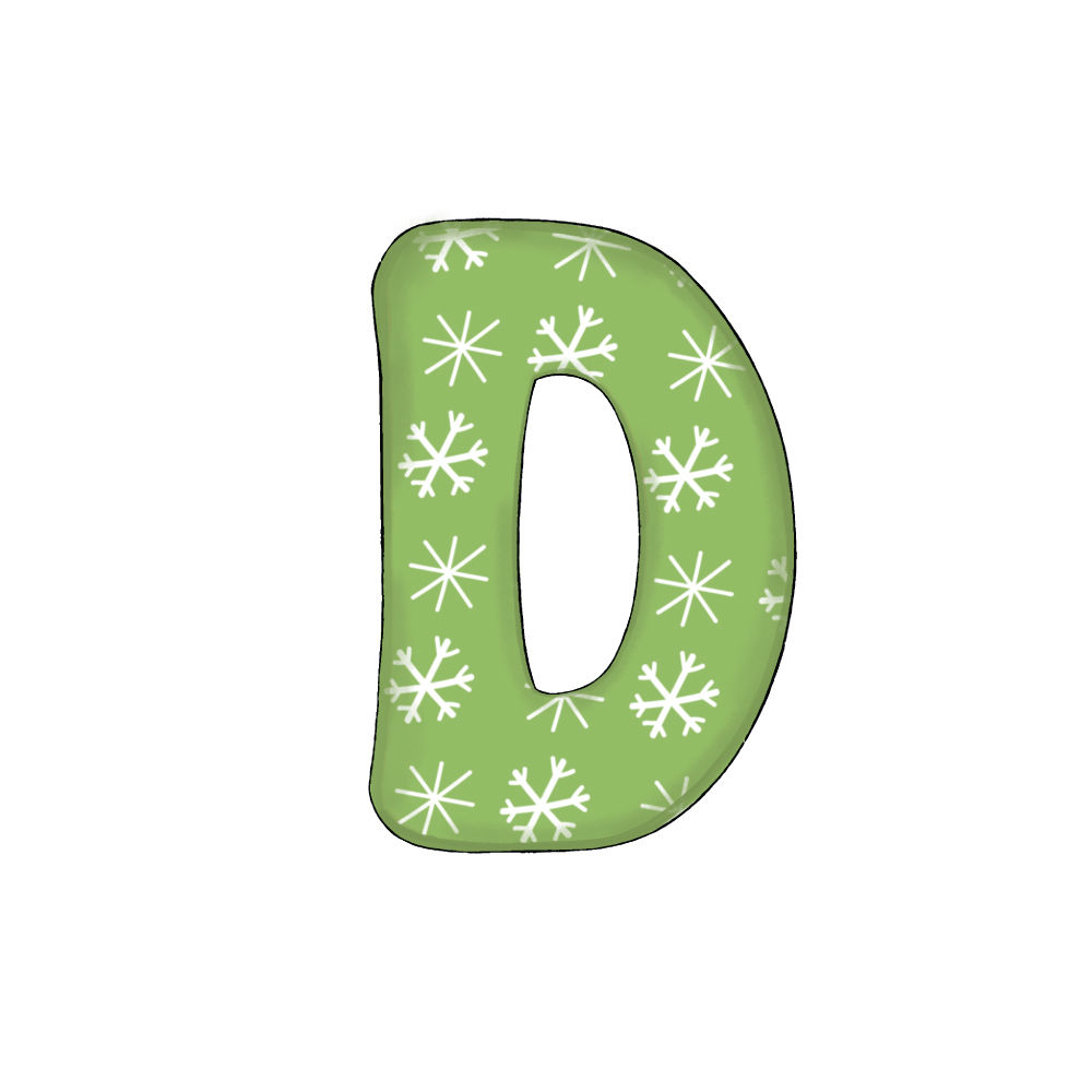 Lettera D Effetto Green Snowflake