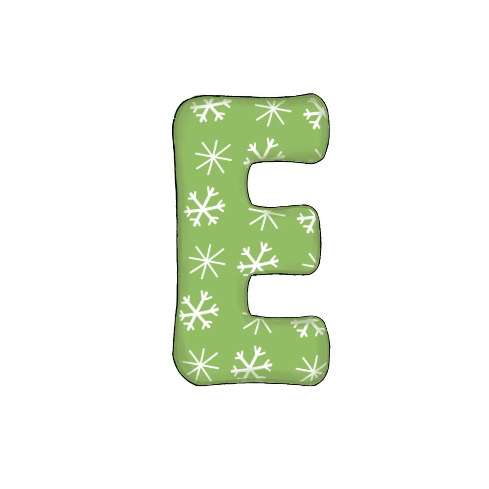 Lettera E Effetto Green Snowflake