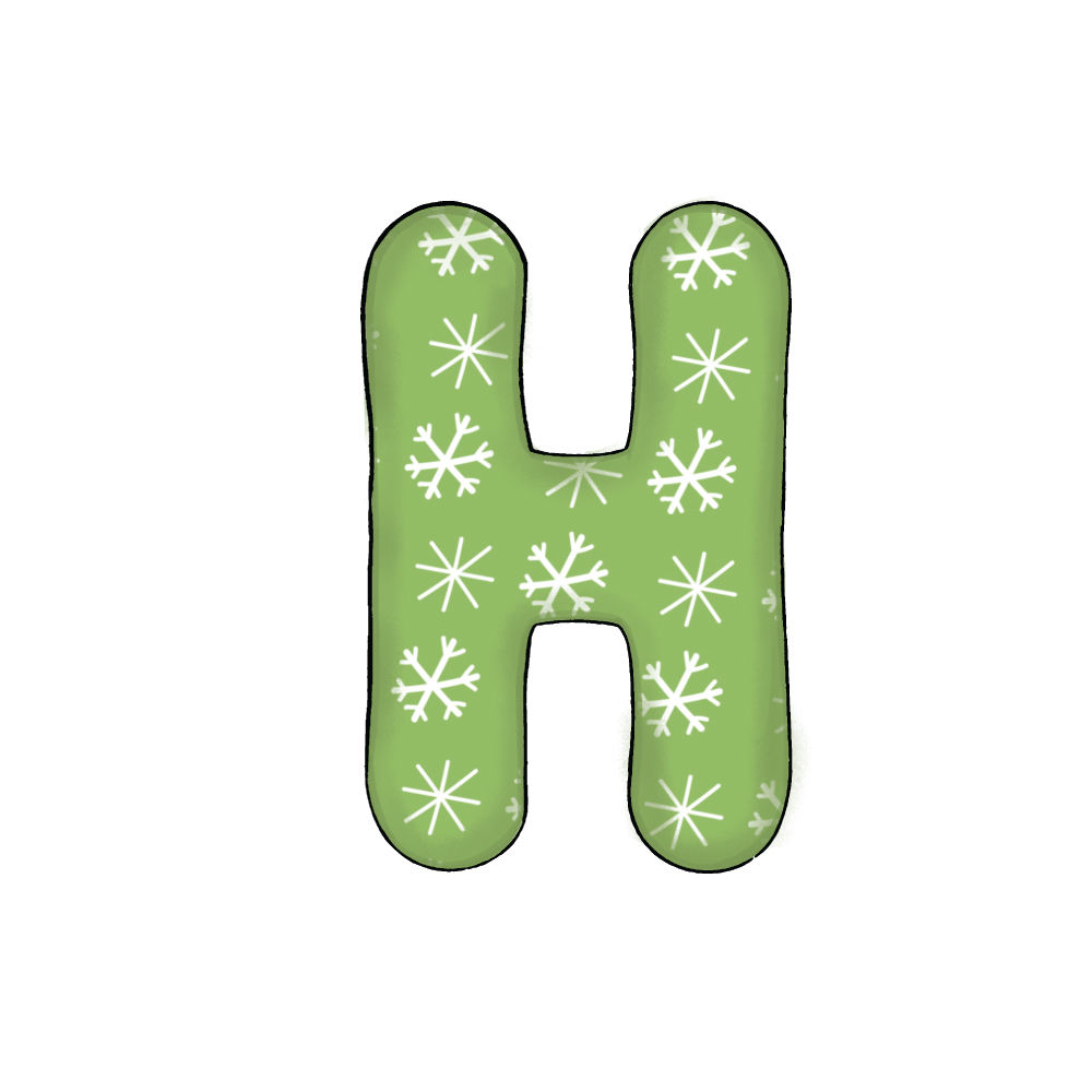 Lettera H Effetto Green Snowflake