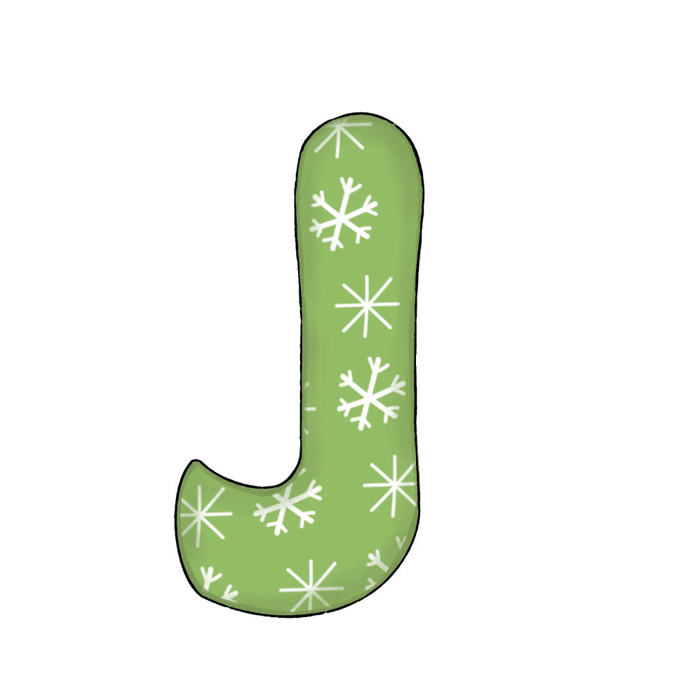 Lettera J Effetto Green Snowflake