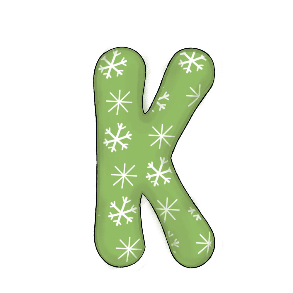 Lettera K Effetto Green Snowflake