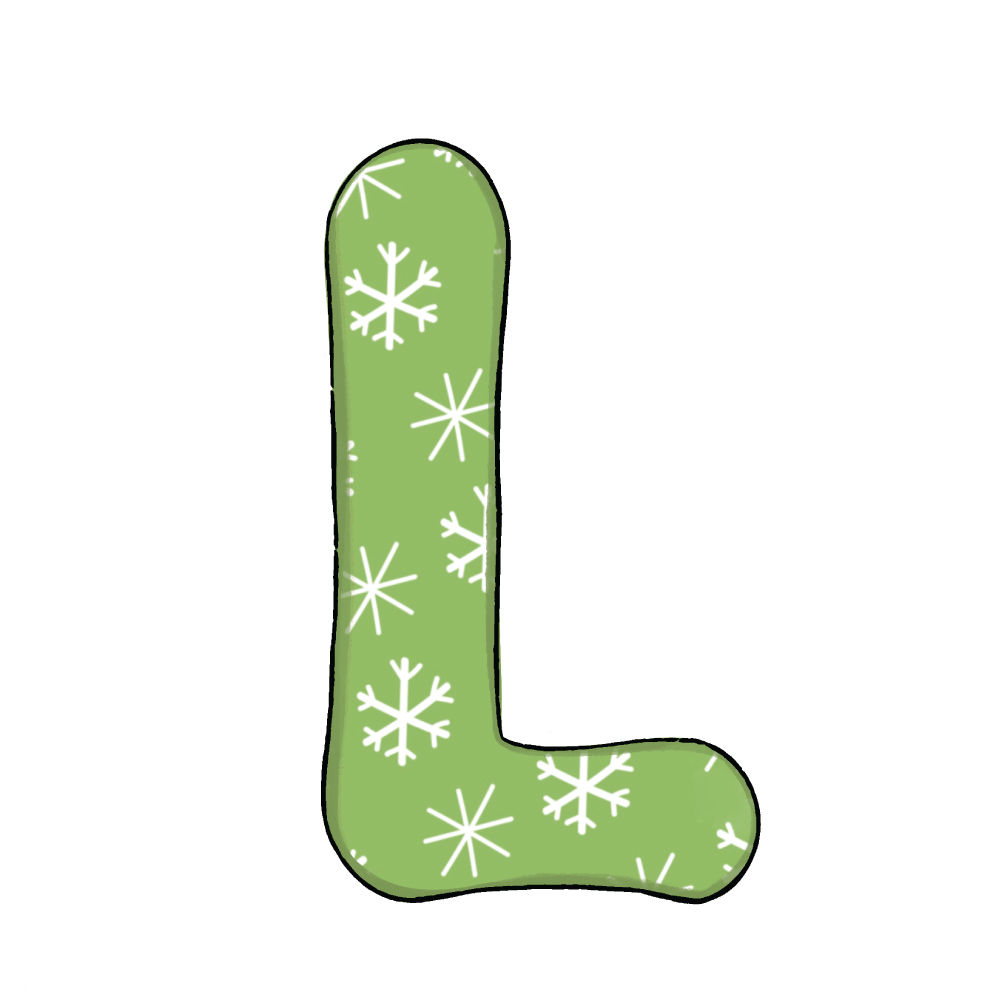 Lettera L Effetto Green Snowflake