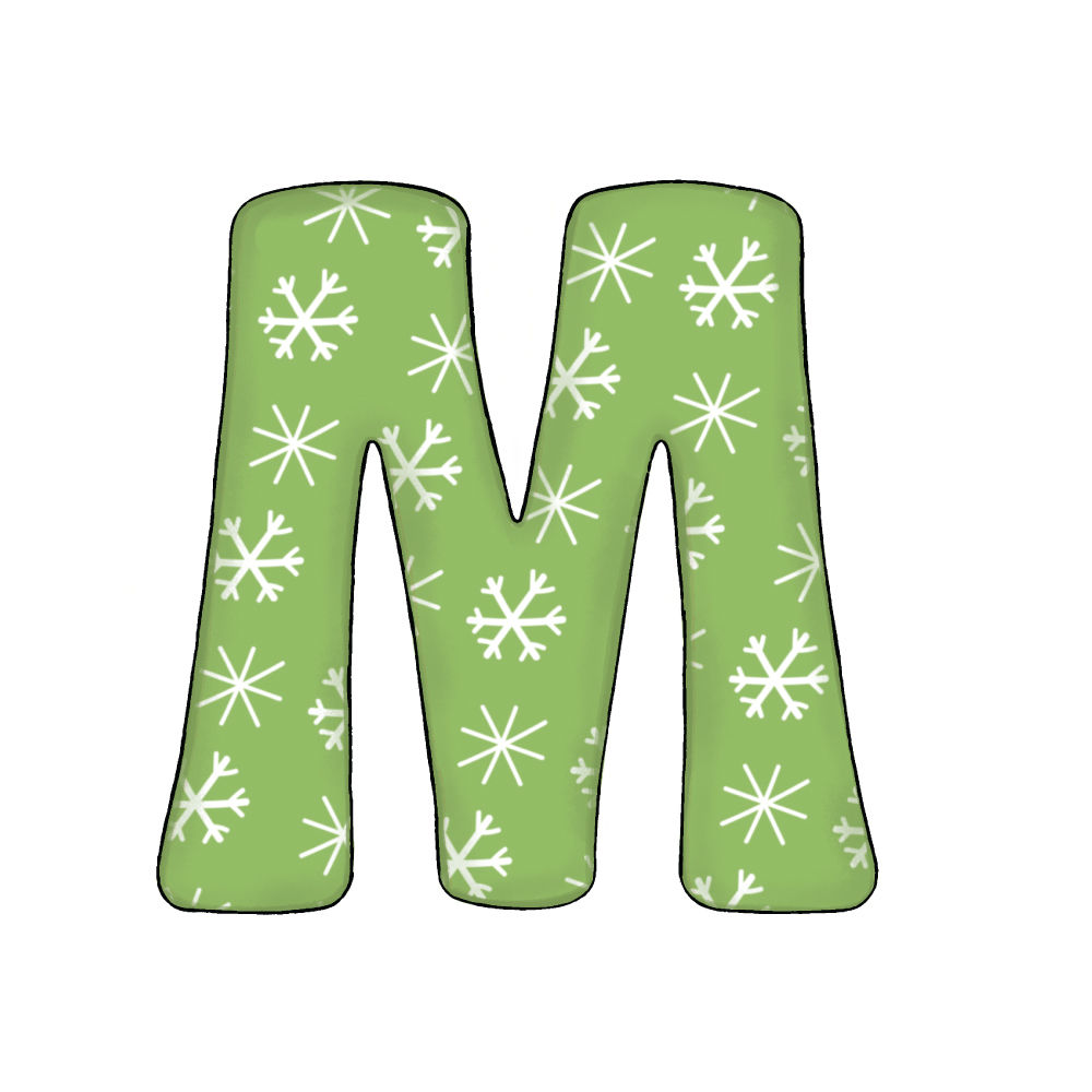 Lettera M Effetto Green Snowflake