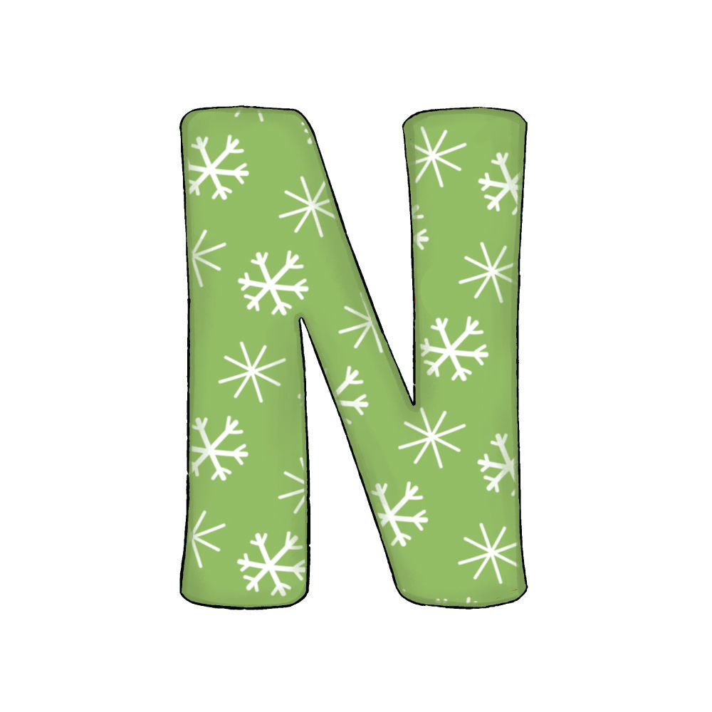 Lettera N Effetto Green Snowflake