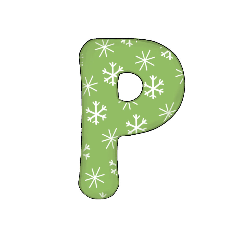 Lettera P Effetto Green Snowflake