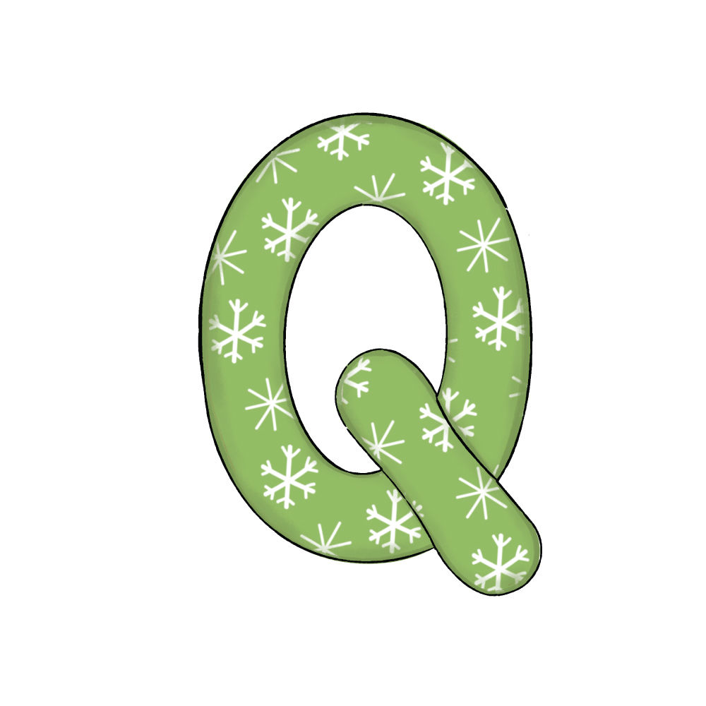 Lettera Q Effetto Green Snowflake