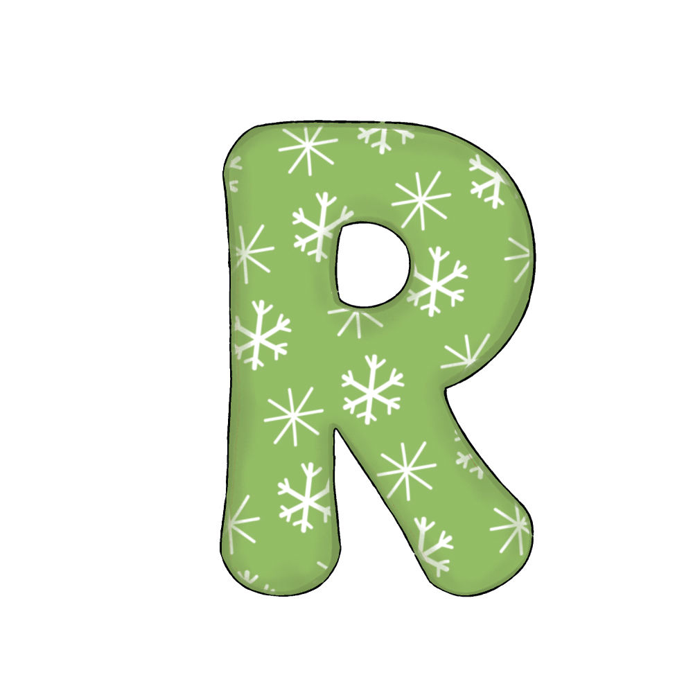Lettera R Effetto Green Snowflake