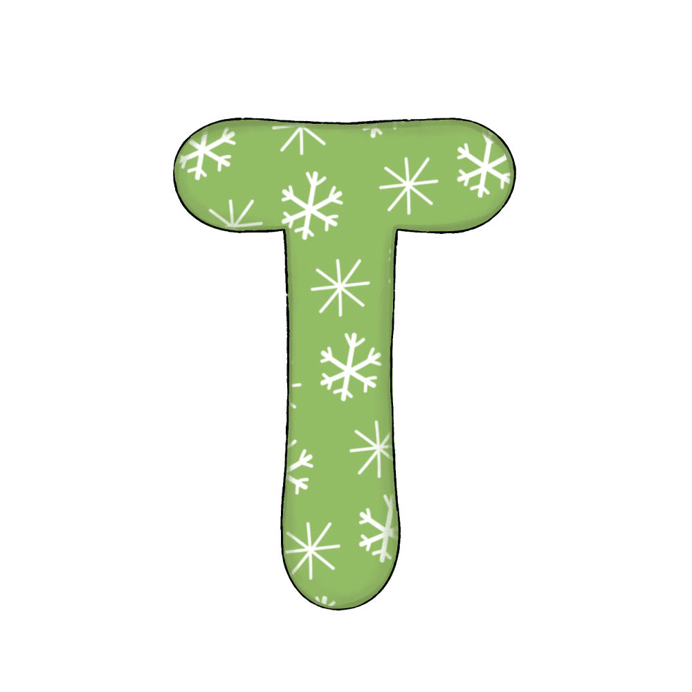 Lettera T Effetto Green Snowflake
