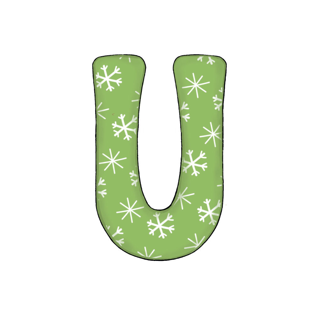 Lettera U Effetto Green Snowflake