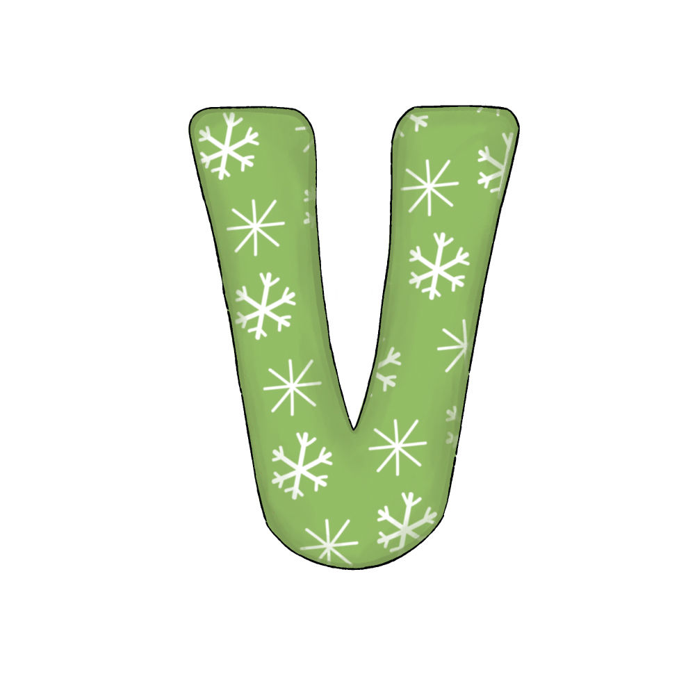 Lettera V Effetto Green Snowflake
