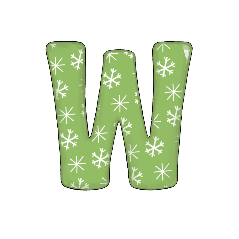 Lettera W Effetto Green Snowflake