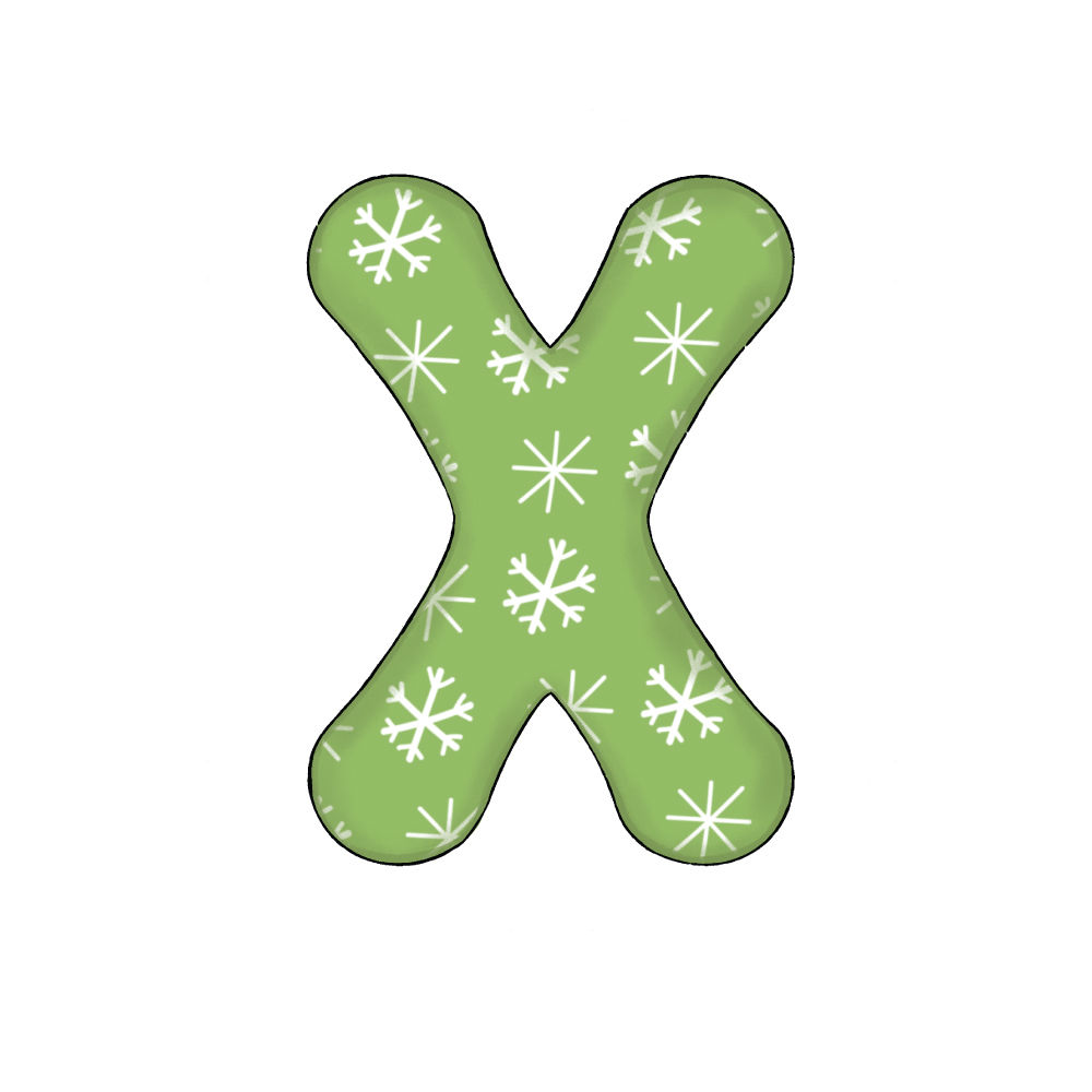 Lettera X Effetto Green Snowflake
