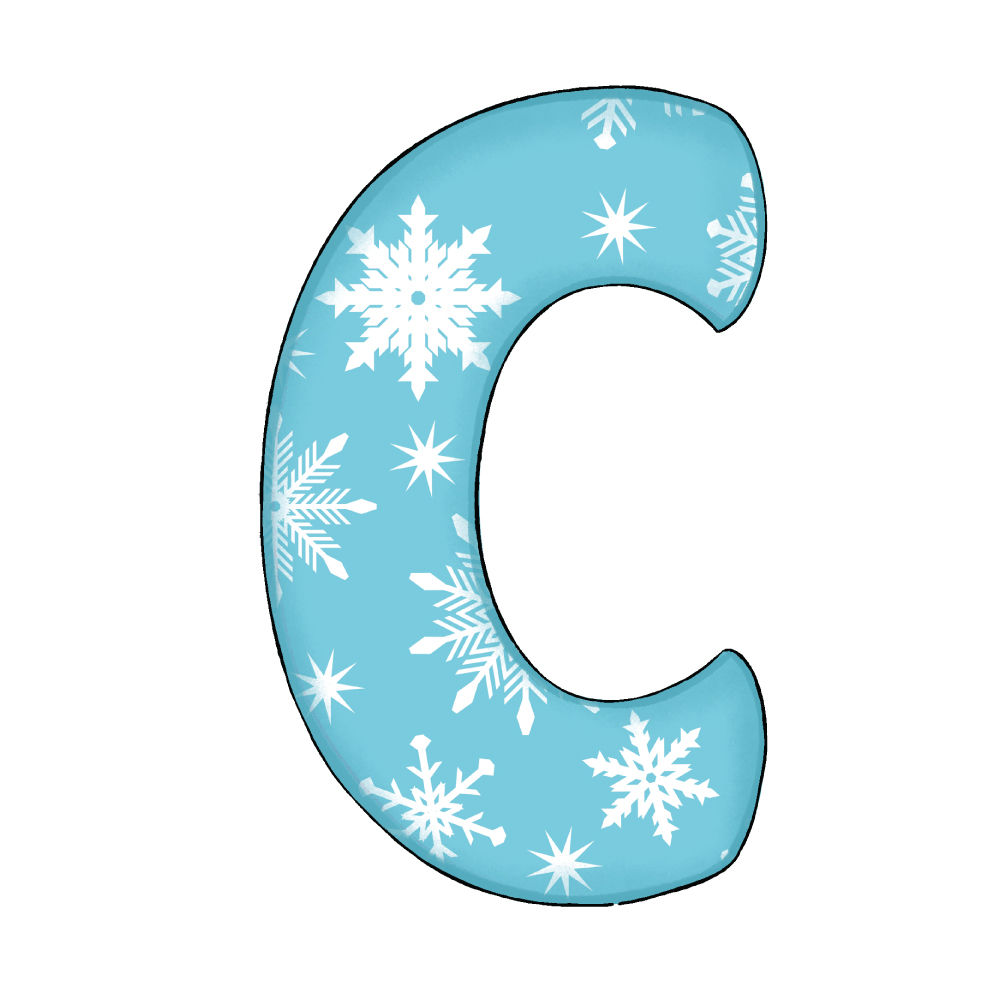 Lettera C Effetto Blue Snowflake
