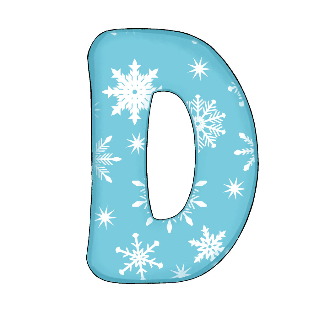 Lettera D Effetto Blue Snowflake