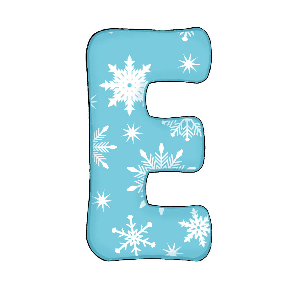 Lettera E Effetto Blue Snowflake