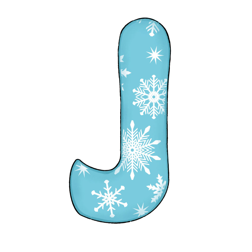 Lettera J Effetto Blue Snowflake