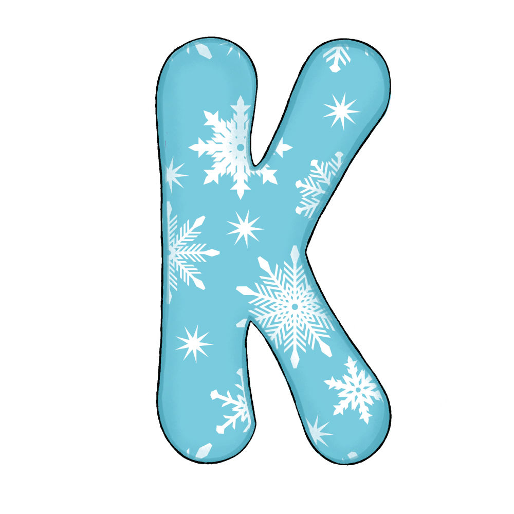 Lettera K Effetto Blue Snowflake