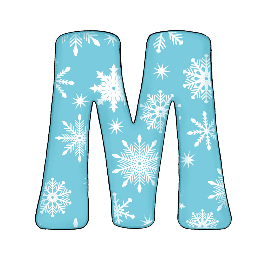 Lettera M Effetto Blue Snowflake