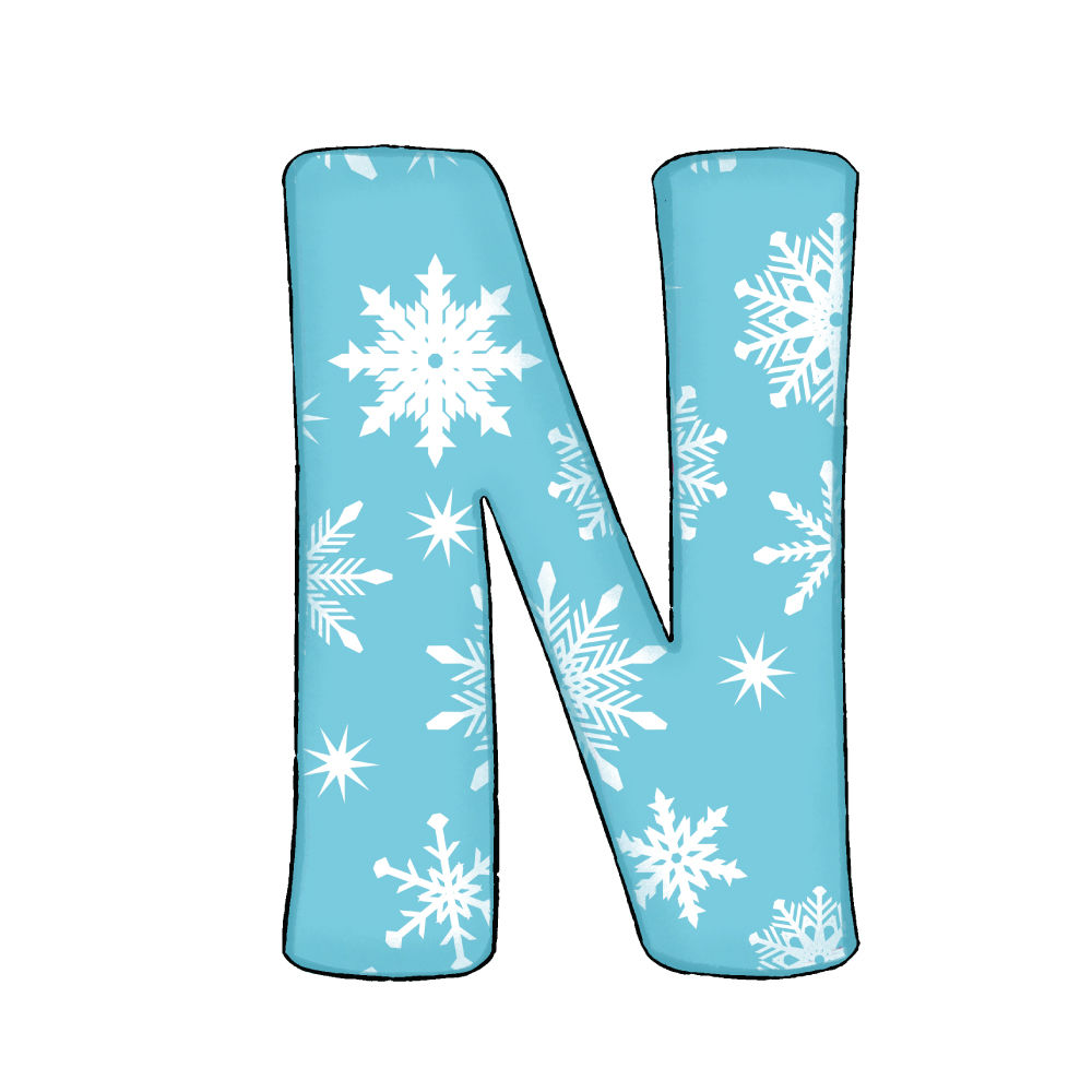 Lettera N Effetto Blue Snowflake